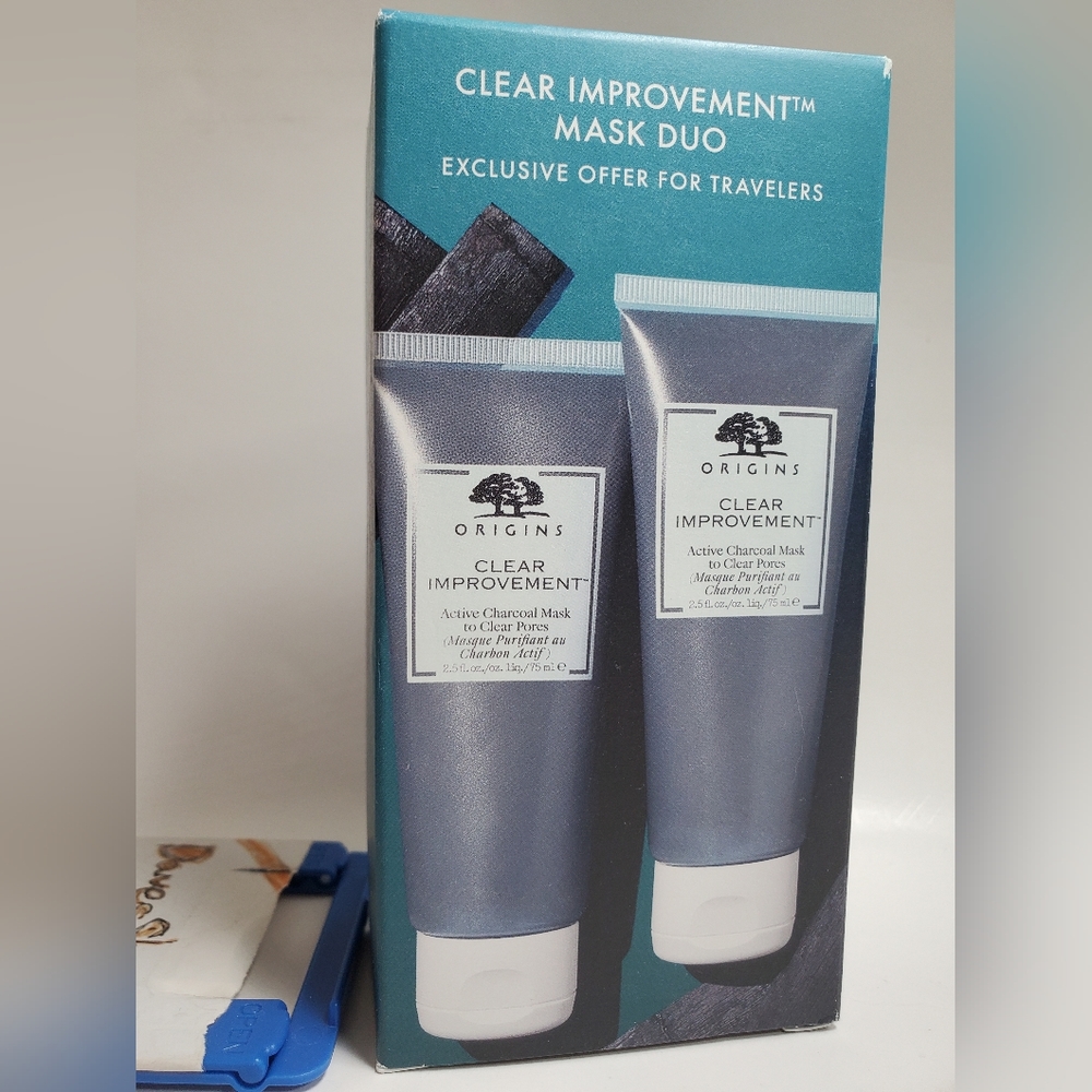 Origins Clear Improvement Mask Duo Active Charcoal Acne Detox Purifying NIB